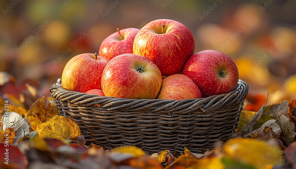 Fresh apple harvest in nature, healthy organic food generated by AI Fresh apple harvest in nature, healthy organic food generated by AI