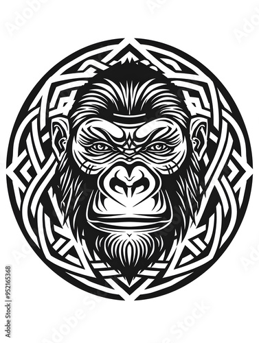 Gorilla head very simple traditional tattoo flash styles illustration