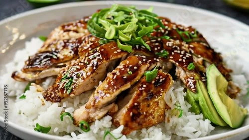 Teriyaki Chicken with Rice and Avocado