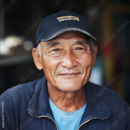 An older man smiles warmly, enjoying a relaxing moment in the sunlight outdoors