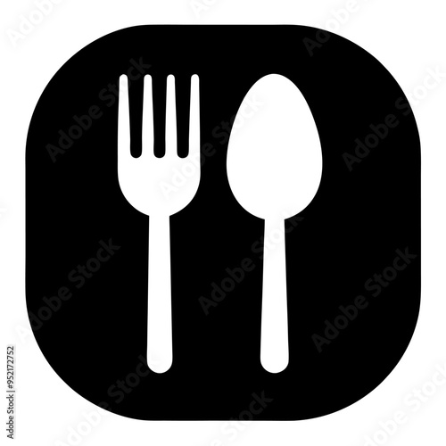 Cutlery icon set silhouette vector art illustration on white background . Tablespoon, Fork, Knife