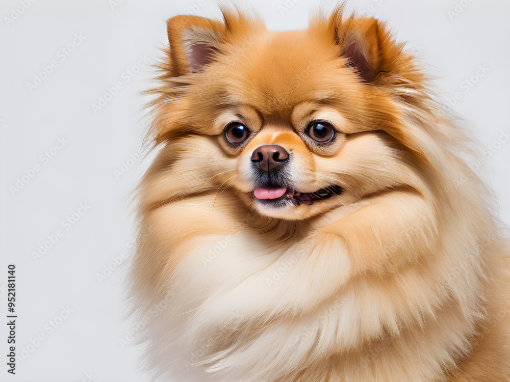 Portrait of a Pomeranian dog on a white background. Portrait of a Pomeranian dog on a white background.