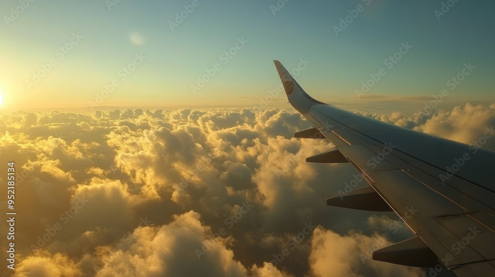 Golden Sunset View From Airplane Window Golden Sunset View From Airplane Window