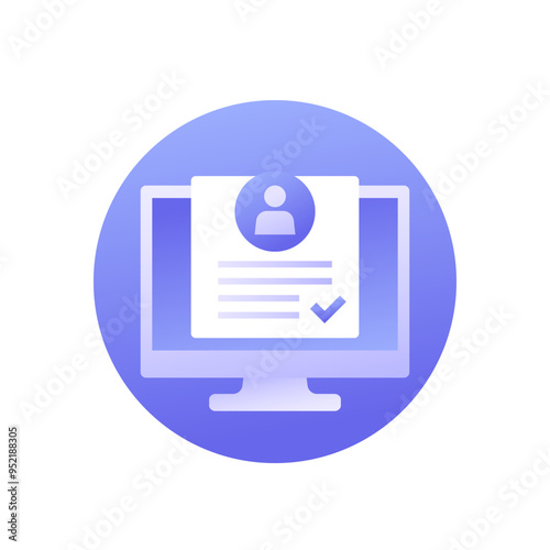 KYC icon, know your customer vector design with computer