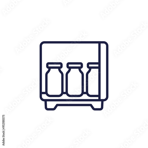 medical storage icon, vaccine in the fridge line vector