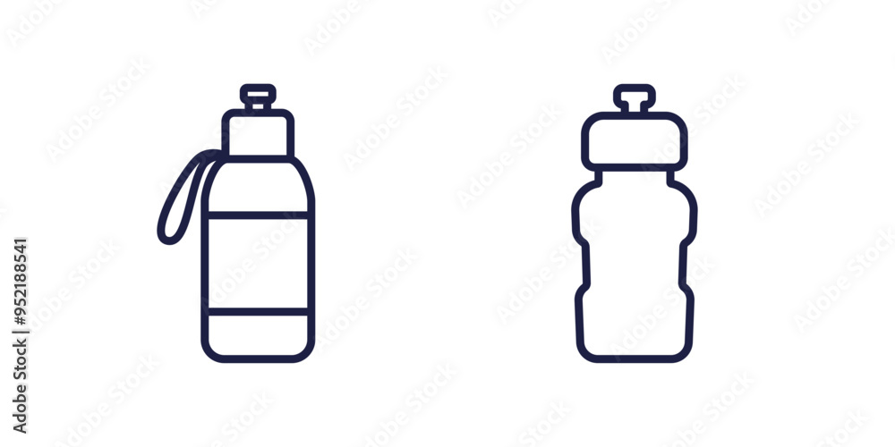 Reusable bottles for water line icons Reusable bottles for water line icons
