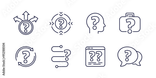 question line icons, problem, unknown and faq symbols with question marks