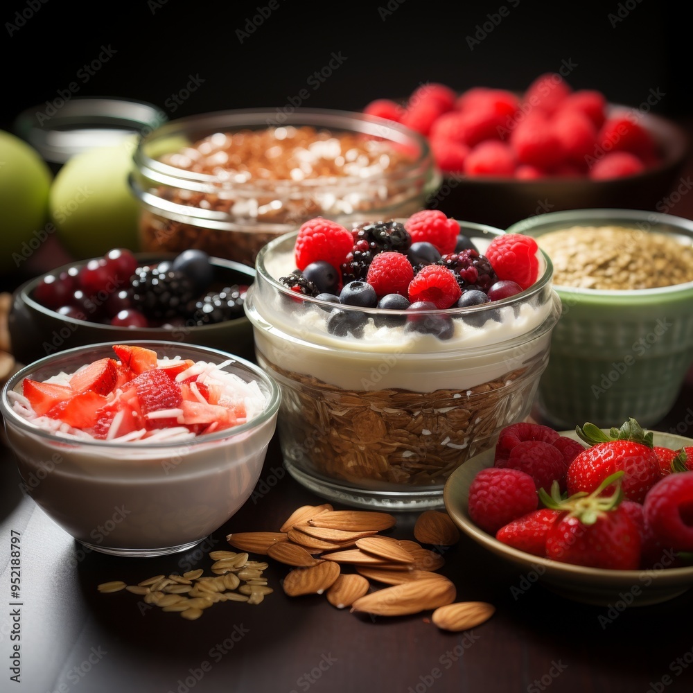 Delightful breakfast spread vibrant colors Delightful breakfast spread vibrant colors