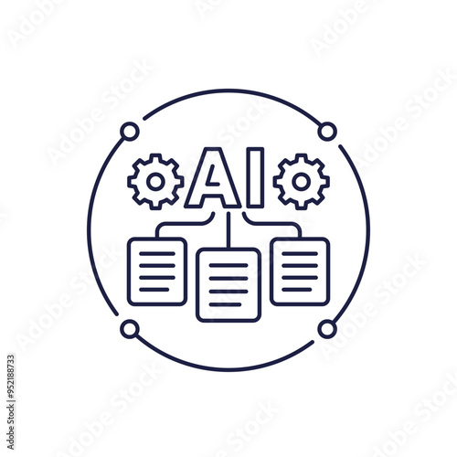 AI for DMS line icon, data management and artificial intelligence