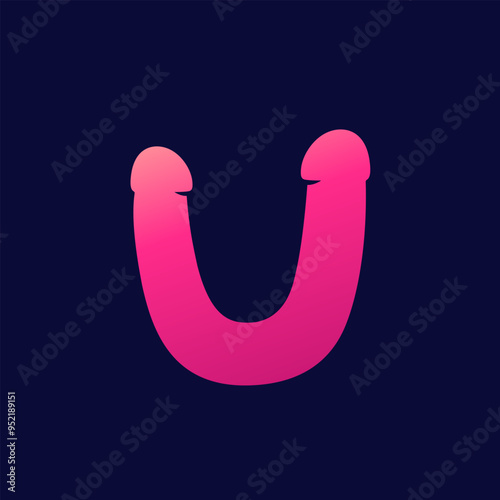 double dildo icon, sex toy vector