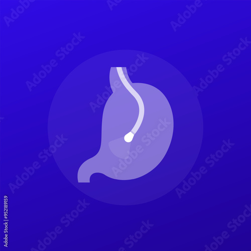 endoscopy icon with stomach and endoscope, transparent design
