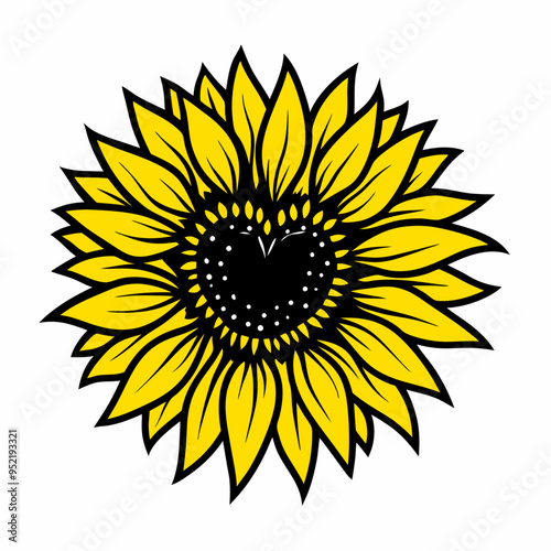 Heart shaped sunflower vector on a isolated white background (17)