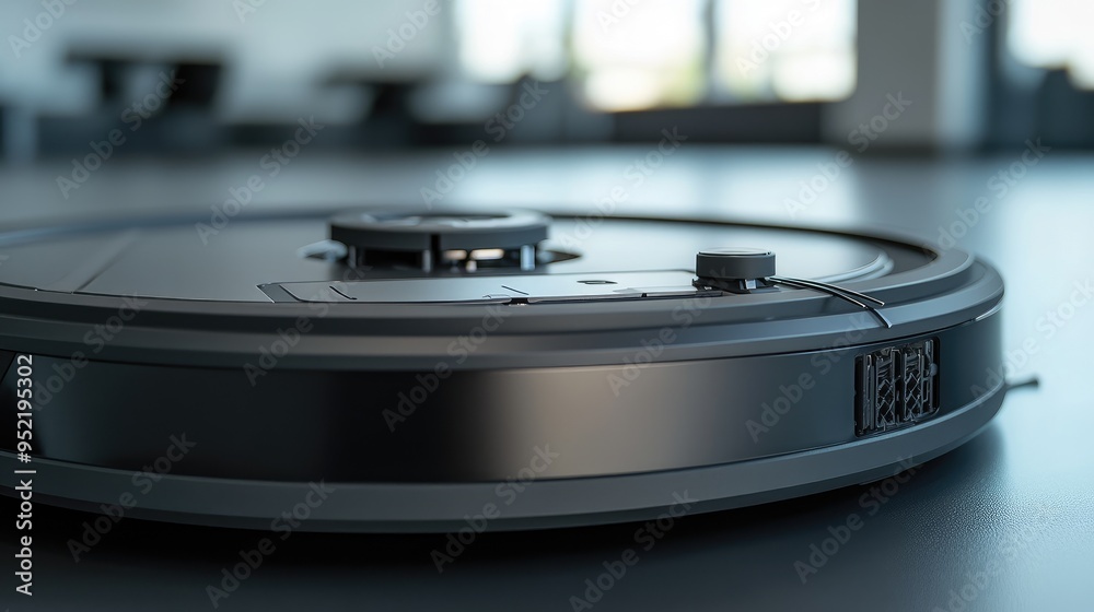 A cleaning robotas bumper sensor, with focus on the impact-absorbing material and detection strip. A cleaning robotas bumper sensor, with focus on the impact-absorbing material and detection strip.