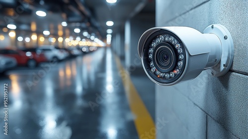 High-tech ip security camera for video surveillance in the garage, security and monitoring.