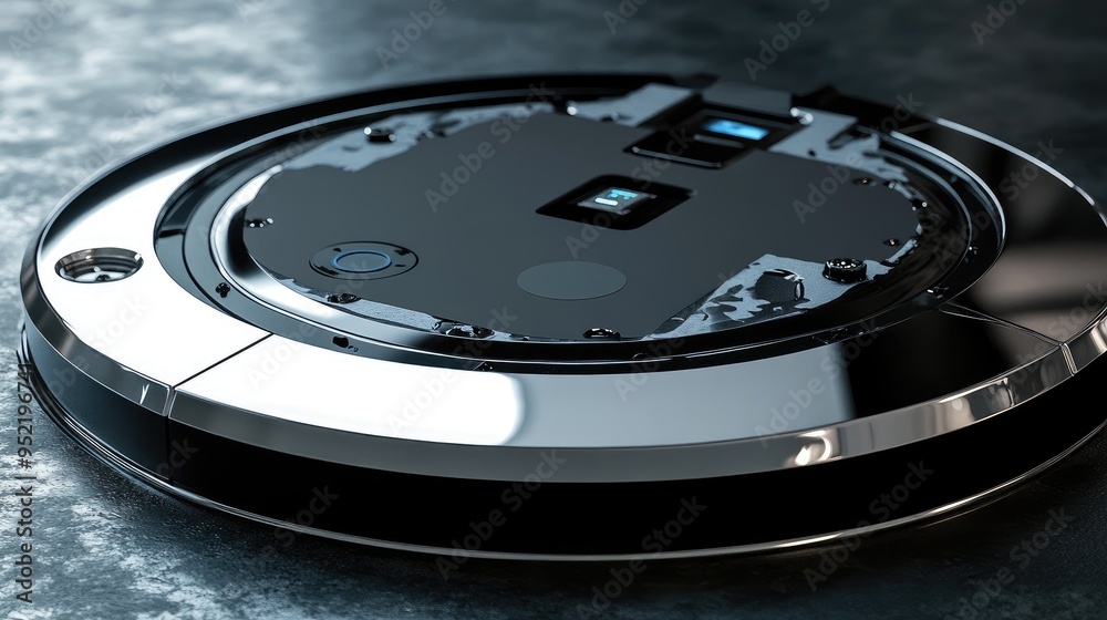 A cleaning robotas suction inlet, with focus on the debris channel and surrounding sensors. A cleaning robotas suction inlet, with focus on the debris channel and surrounding sensors.
