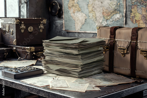 Top Secret: A Stack of Military Documents Awaits Its Mission, Whispering of Hidden Plans and Untold Tales.