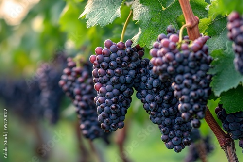 Wallpaper Mural Clusters of Pinot Noir grapes hang on the vine in an Oregon vineyard to one side with soft blurred background. generative ai Torontodigital.ca