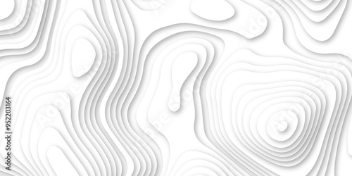 White 3d papercut vector format 3d shadow abstract wallpaper fresh tiles design curved topology or topography 3d map texture backdrop illustration paper template