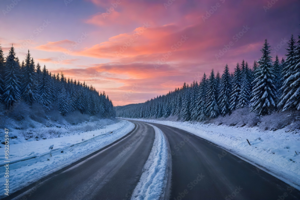 sunset in the countryside with two empty road. sunset in the countryside with two empty road.