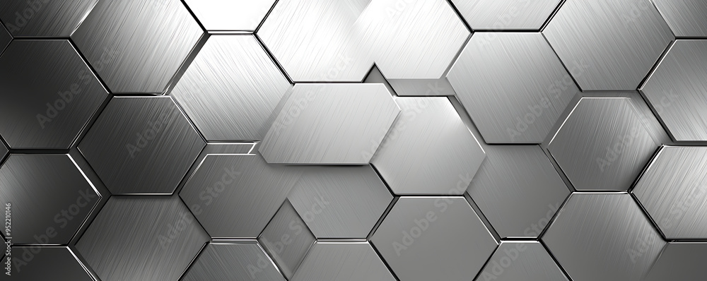 Naklejka premium Geometric Hexagonal grey Aluminum Background with Copy Space .