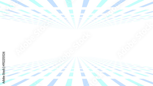  Abstract road tunnel background with blue and green squares lines pattern design white background
