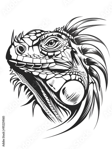 Wallpaper Mural Iguana head very simple traditional tattoo flash styles illustration Torontodigital.ca