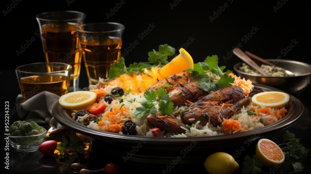 Gourmet chicken biryani with steamed basmati rice Gourmet chicken biryani with steamed basmati rice