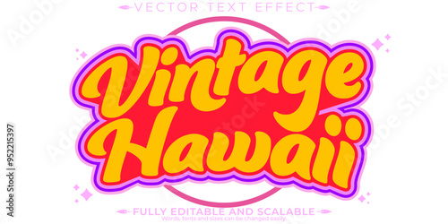 Vintage editable text effect, editable hawaii and retro text style