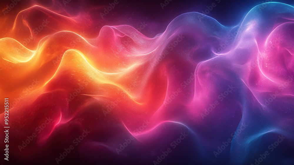Fototapeta premium Abstract colorful neon glowing waves.