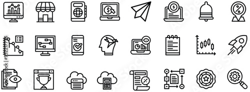 SEO & Marketing Lineal icons collection. 25 icon set in a Lineal design.
