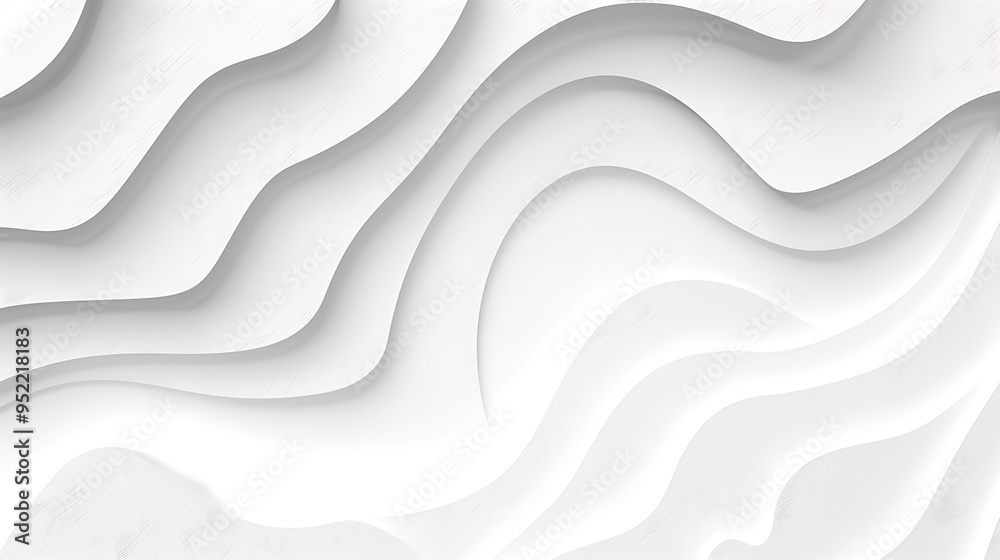 Obraz premium Abstract white paper cut background with lines. 3d realistic papercut decoration texture with wavy layers. Modern wallpaper texture