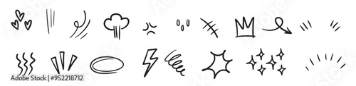 Set hand drawn doodle expression sign concept design isolated white background