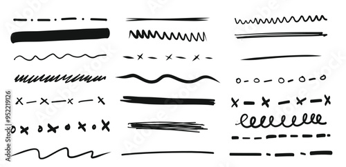 Set hand drawn lines dividers.