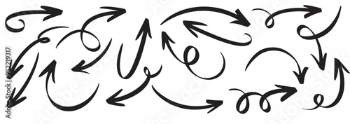 set hand drawn vector arrows doodle white background design element vector illustration