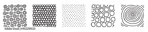 Set ink hand drawn vector design elements lines with different density incline abstract background.