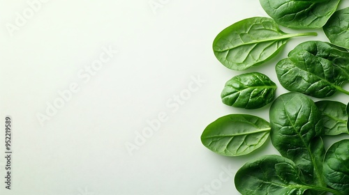 Green fresh spinach leaves isolated on white background : Generative AI