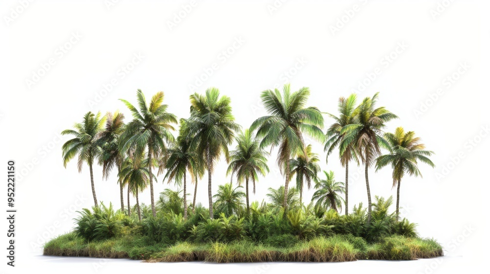 Fototapeta premium Vector illustration of coconut tree with leaf closeup view