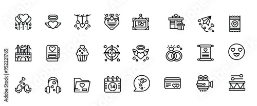 Set of wedding icons. Vector Illustration