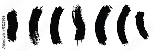 Set of Wavey Paint Brush Strokes.