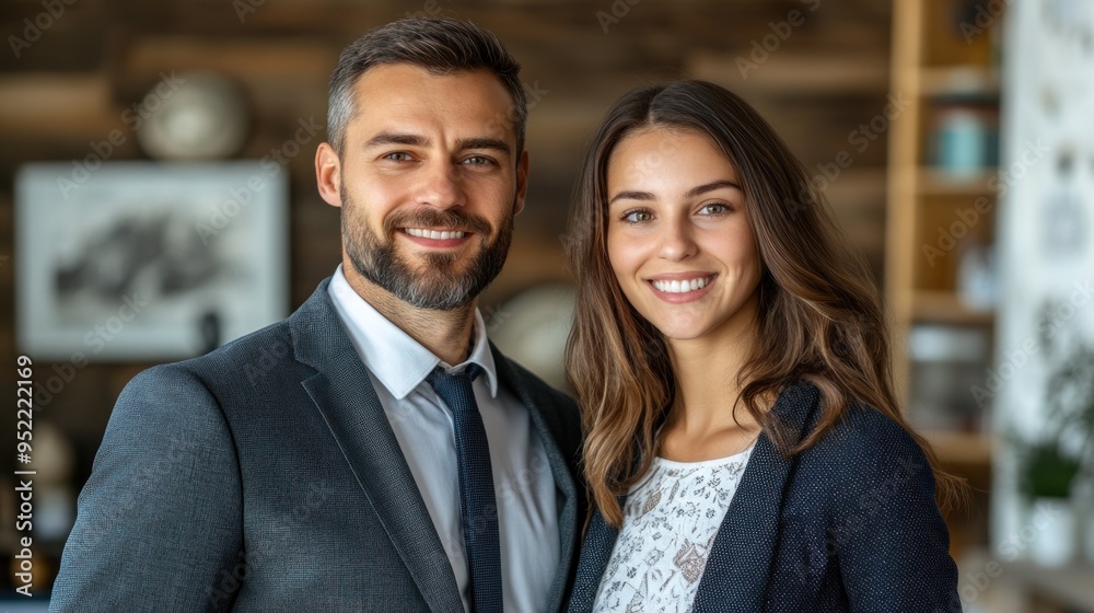 A stylish couple stands closely together, radiating joy and warmth in a beautifully decorated space A stylish couple stands closely together, radiating joy and warmth in a beautifully decorated space