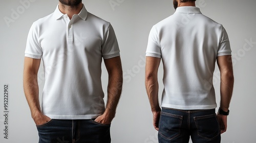 A confident man displays a classic white polo shirt, emphasizing comfort and timeless style in a contemporary setting