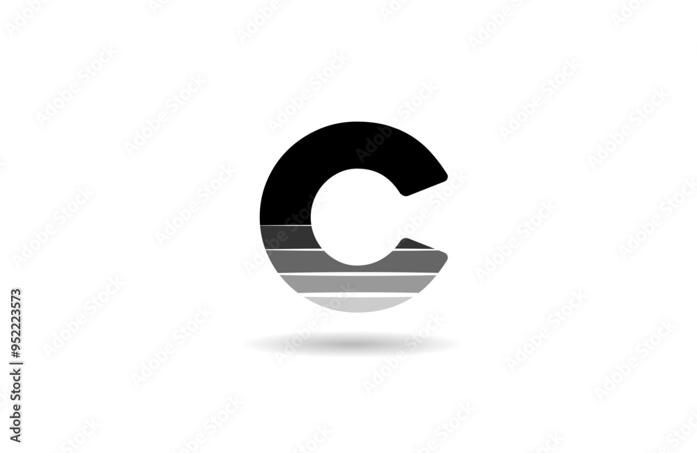 black and white C letter alphabet logo icon design with cut gradient suitable for a business or company black and white C letter alphabet logo icon design with cut gradient suitable for a business or company
