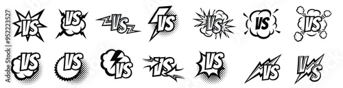 Versus screen. Vs battle headline, conflict duel between teams. Confrontation fight competition. Vector background template