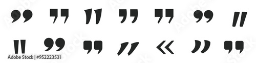 Vector set of quote marks black and white quotation signs isolated design elements set