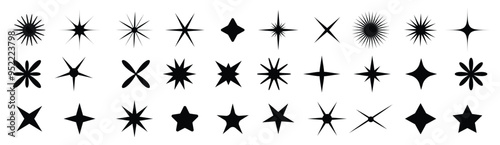 yellow sparkles symbols vector set l vector stars sparkle icon bright firework decoration twinkle. Vector