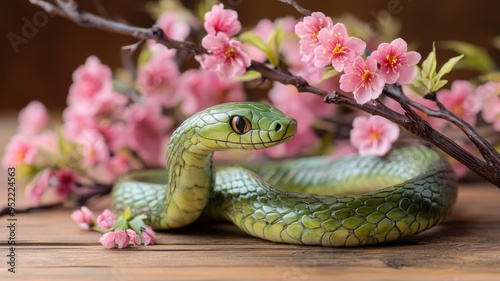 Artistic green snake sculpt...