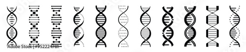 DNA gene icons setm scientific gene spiral pictograms isolated helix genetic symbols biological medical. 