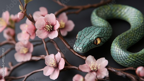 Artistic green snake sculpt...