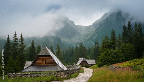 foggy day in polsih tatra mountains photo