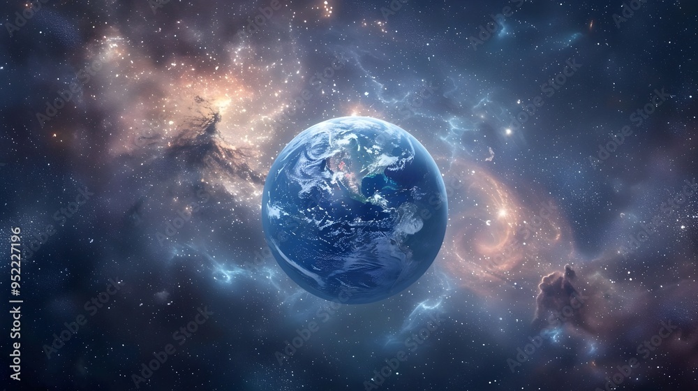Obraz premium Majestic Planet Earth Surrounded by Cosmic Galaxy